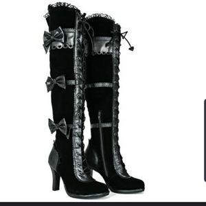 Knee Boots Victorian Goth Heels Sz 9.5 M